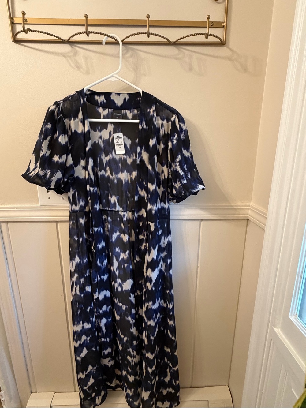 Express NWT Abstract Print Longline Kimono Duster S/M